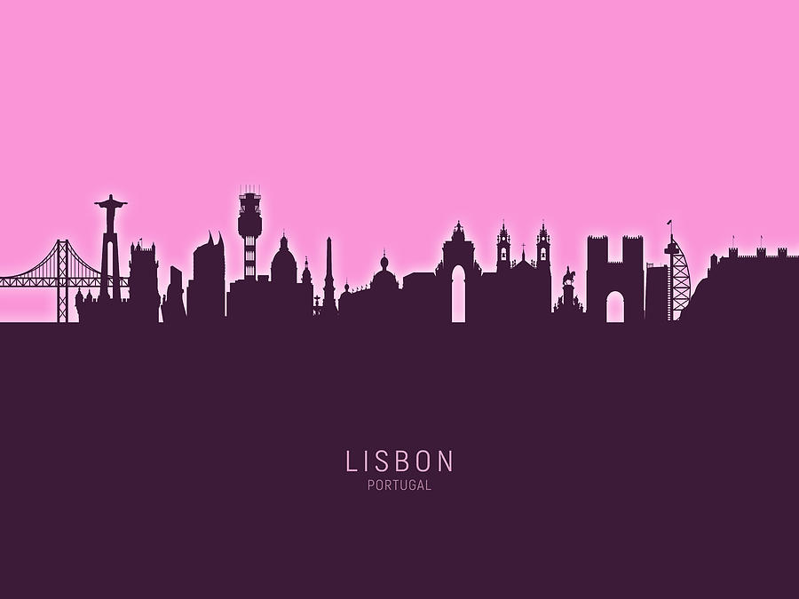 Skyline Digital Art - Lisbon Portugal Skyline #31 by Michael Tompsett