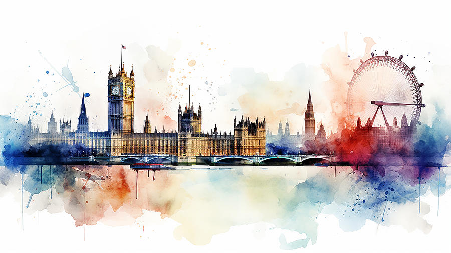 London Skyline Watercolour #32 Mixed Media