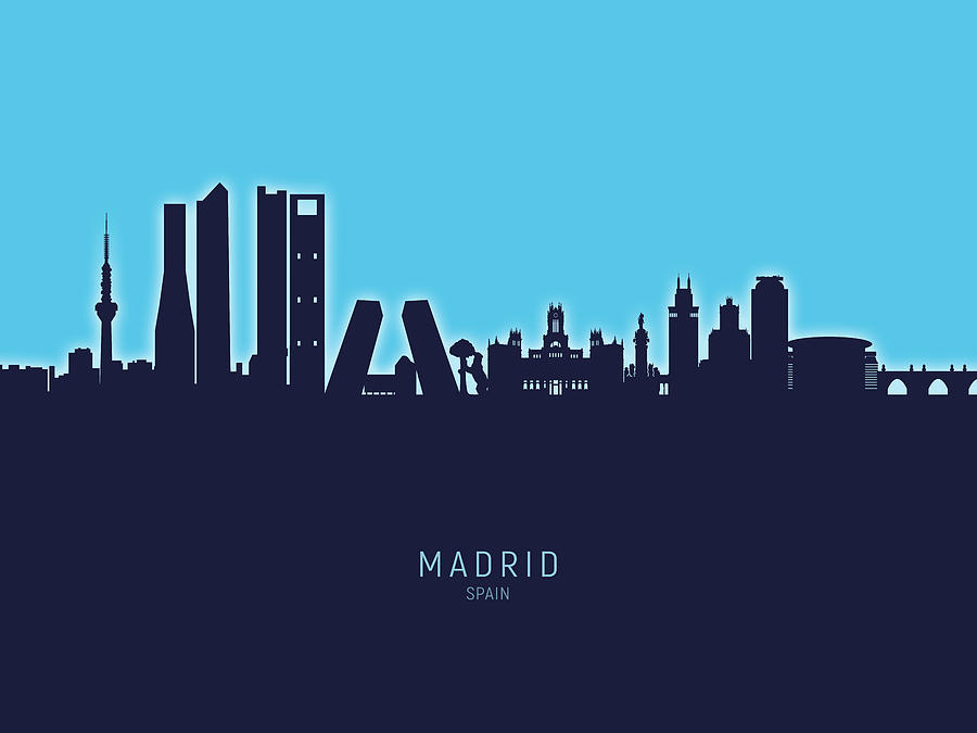 Skyline Digital Art - Madrid Spain Skyline #31 by Michael Tompsett