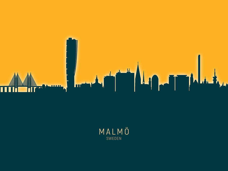 Malmo Sweden Skyline #31 Digital Art by Michael Tompsett