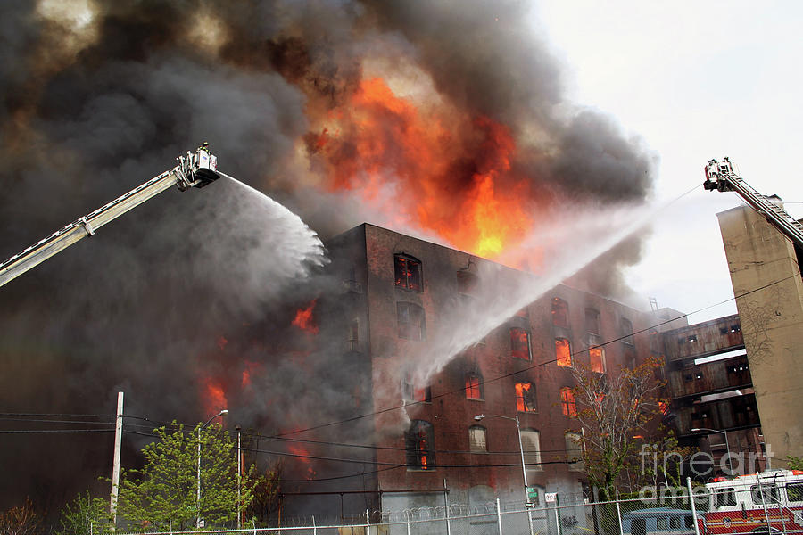 May 2nd 2006 Spectacular Greenpoint Terminal 10 Alarm Fire in Brooklyn, NY  Zip Pouch by Steven Spak - Pixels