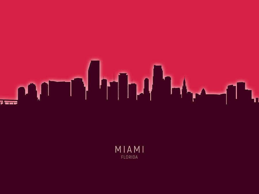 Miami Florida Skyline #31 Digital Art by Michael Tompsett