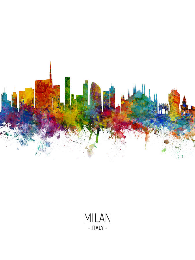 Milan Italy Skyline #31 Digital Art by Michael Tompsett