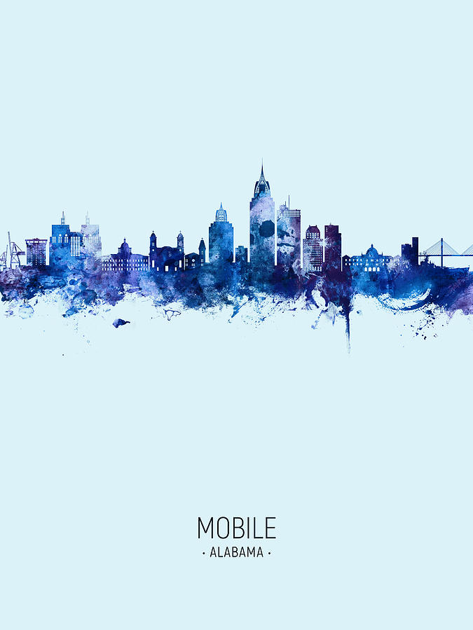 Mobile Skyline Digital Art - Mobile Alabama Skyline #31 by Michael Tompsett