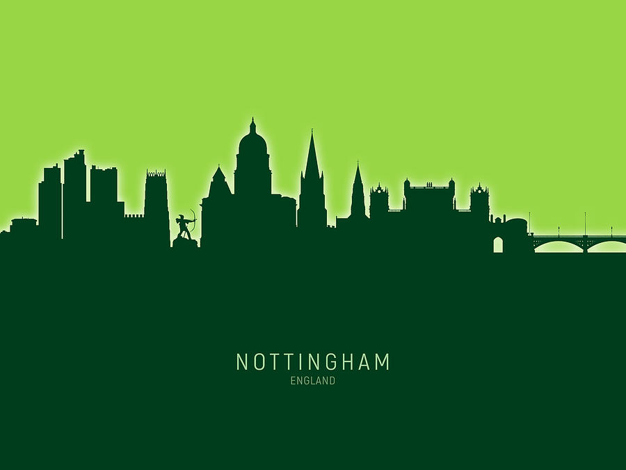Nottingham England Skyline #31 Digital Art by Michael Tompsett