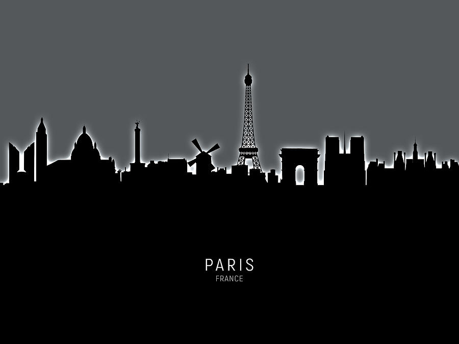 Paris Digital Art - Paris France Skyline #31 by Michael Tompsett