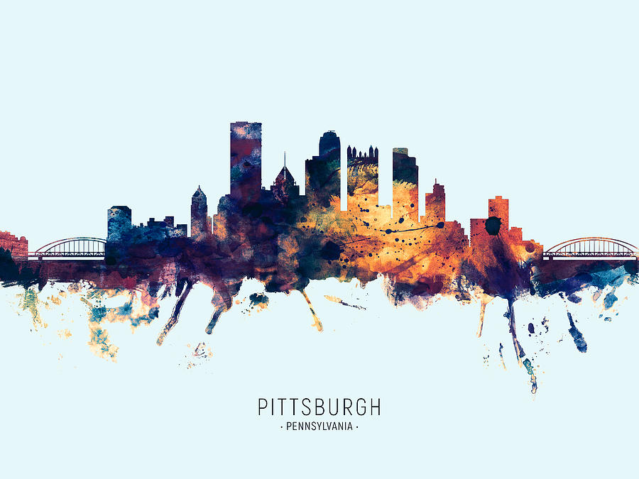 Pittsburgh Pennsylvania Skyline #31 Digital Art by Michael Tompsett