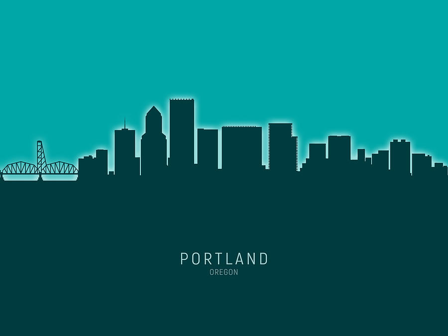 Portland Oregon Skyline #31 Digital Art by Michael Tompsett