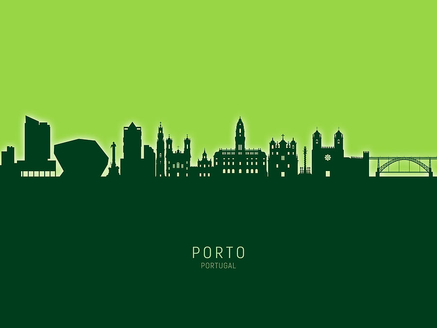 Skyline Digital Art - Porto Portugal Skyline #31 by Michael Tompsett