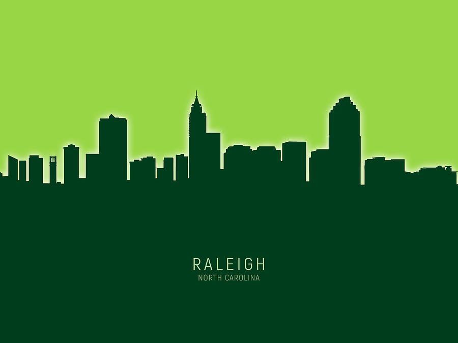 Raleigh Digital Art - Raleigh North Carolina Skyline #31 by Michael Tompsett