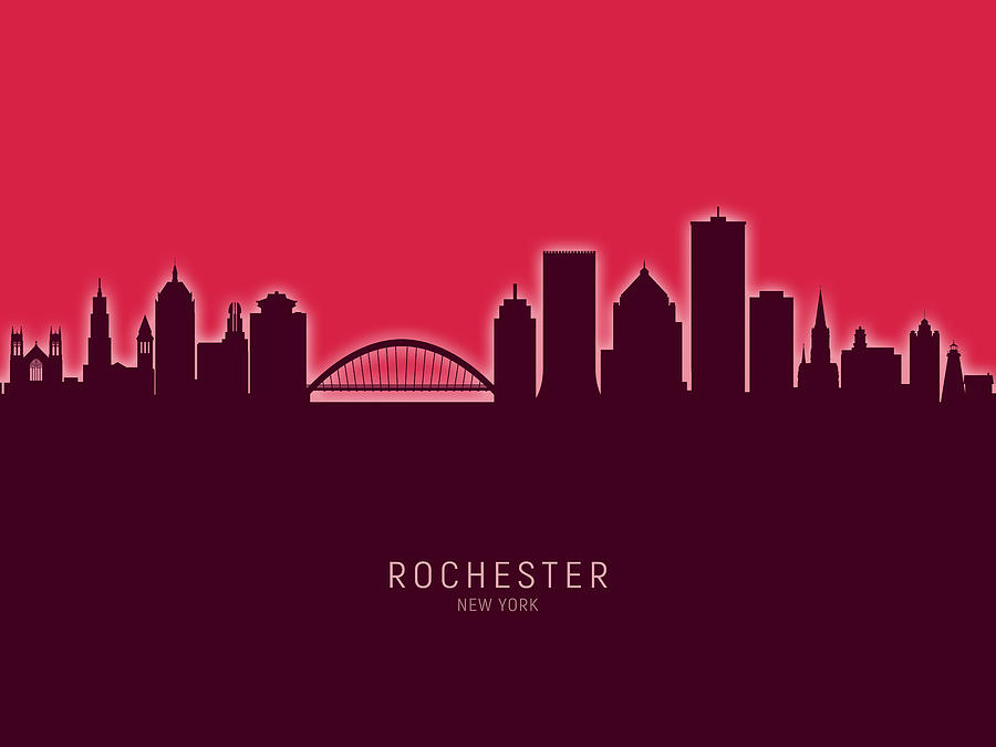 Rochester Skyline Digital Art - Rochester New York Skyline #31 by Michael Tompsett