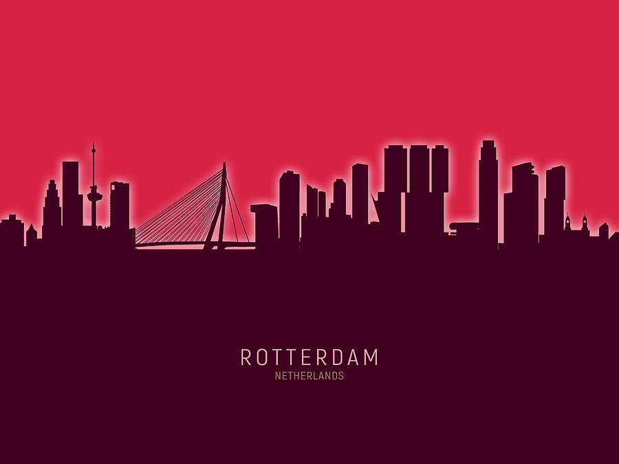 Rotterdam The Netherlands Skyline #31 Digital Art by Michael Tompsett