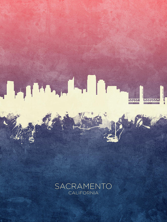 Sacramento Digital Art - Sacramento California Skyline #31 by Michael Tompsett