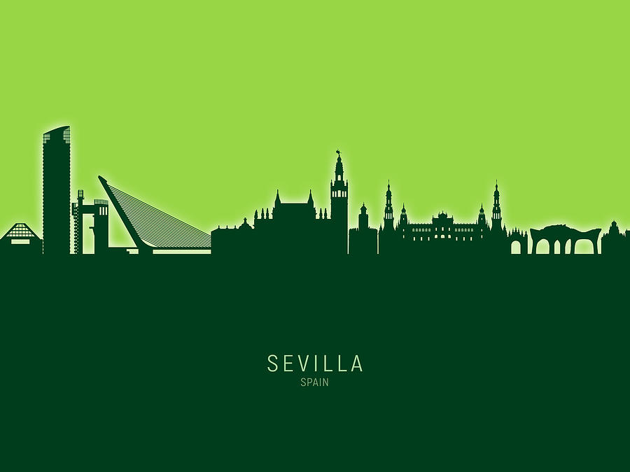 Skyline Digital Art - Sevilla Spain Skyline #31 by Michael Tompsett