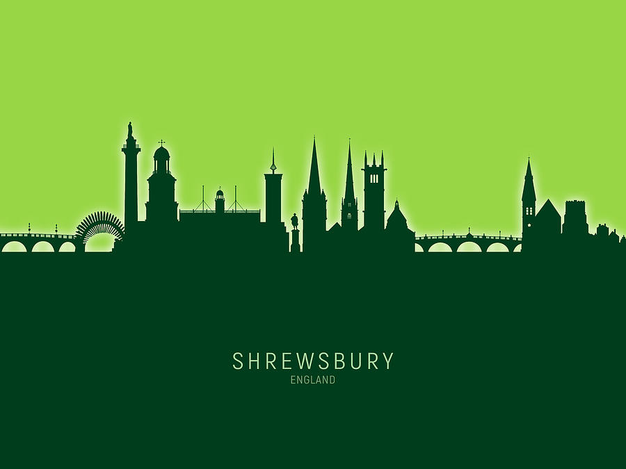 Shrewsbury England Skyline #31 Digital Art by Michael Tompsett