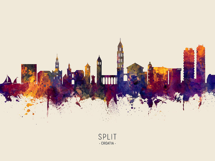 Split Croatia Skyline #31 Digital Art by Michael Tompsett