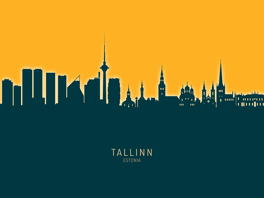 Skyline Digital Art - Tallinn Estonia Skyline #31 by Michael Tompsett