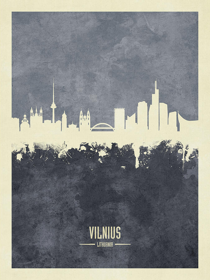 Vilnius Lithuania Skyline #31 Digital Art by Michael Tompsett