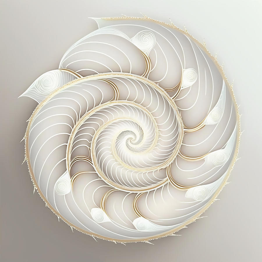 White Pearl Fibonacci Golden Ratio Style #28 Drawing by RAGANA Design ...