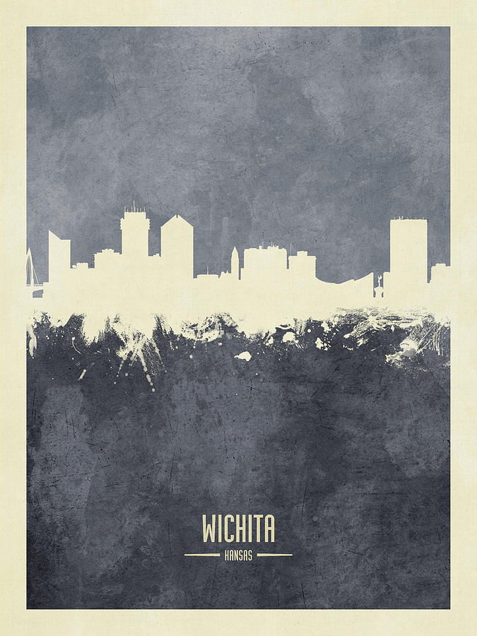 Wichita Digital Art - Wichita Kansas Skyline #31 by Michael Tompsett