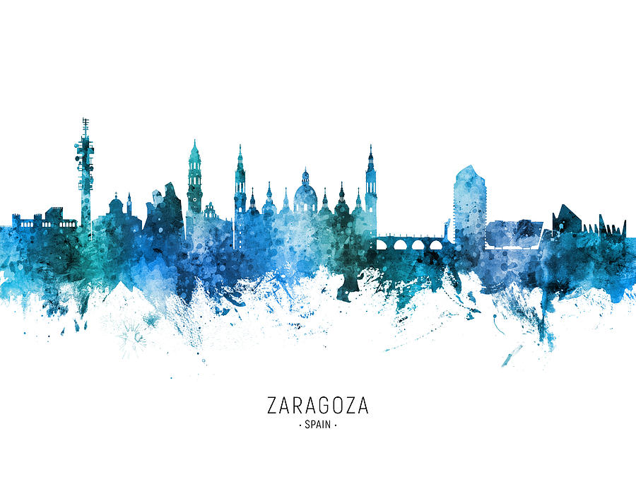 Zaragoza Spain Skyline #31 Digital Art by Michael Tompsett