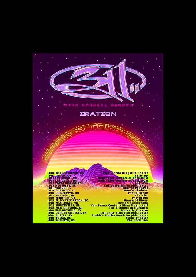 311 With Iration Spring Tour Dates 2022 Ri80 Digital Art by Raisya