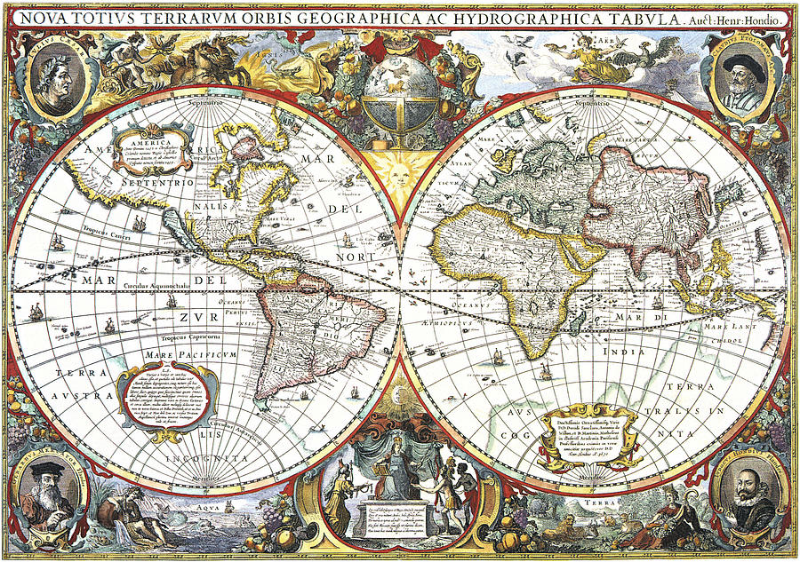 3139212 Map of the World 1630 Drawing by Universal History Archive ...