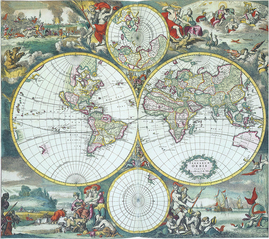 3139221 Map of the World 1668 Drawing by Universal History Archive