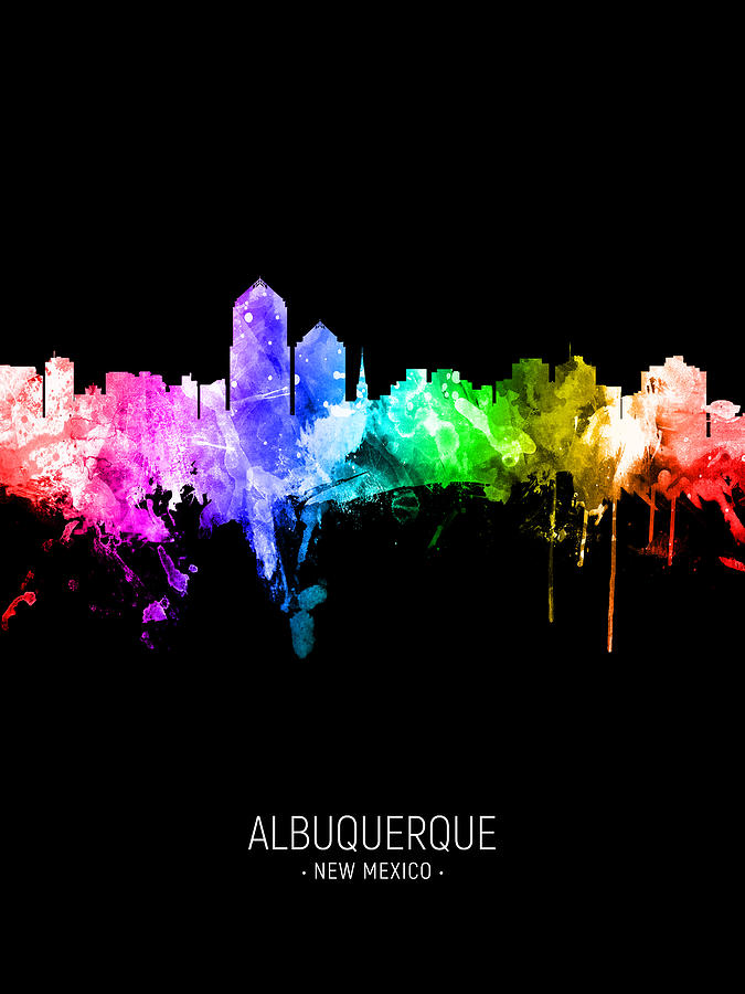 Albuquerque Digital Art - Albuquerque New Mexico Skyline #32 by Michael Tompsett