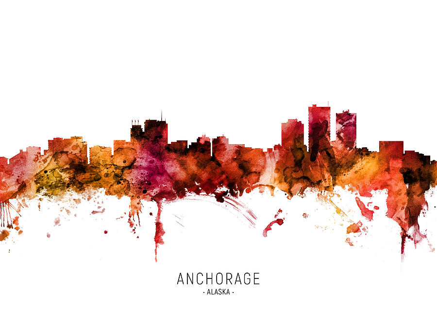 Anchorage Digital Art - Anchorage Alaska Skyline #32 by Michael Tompsett