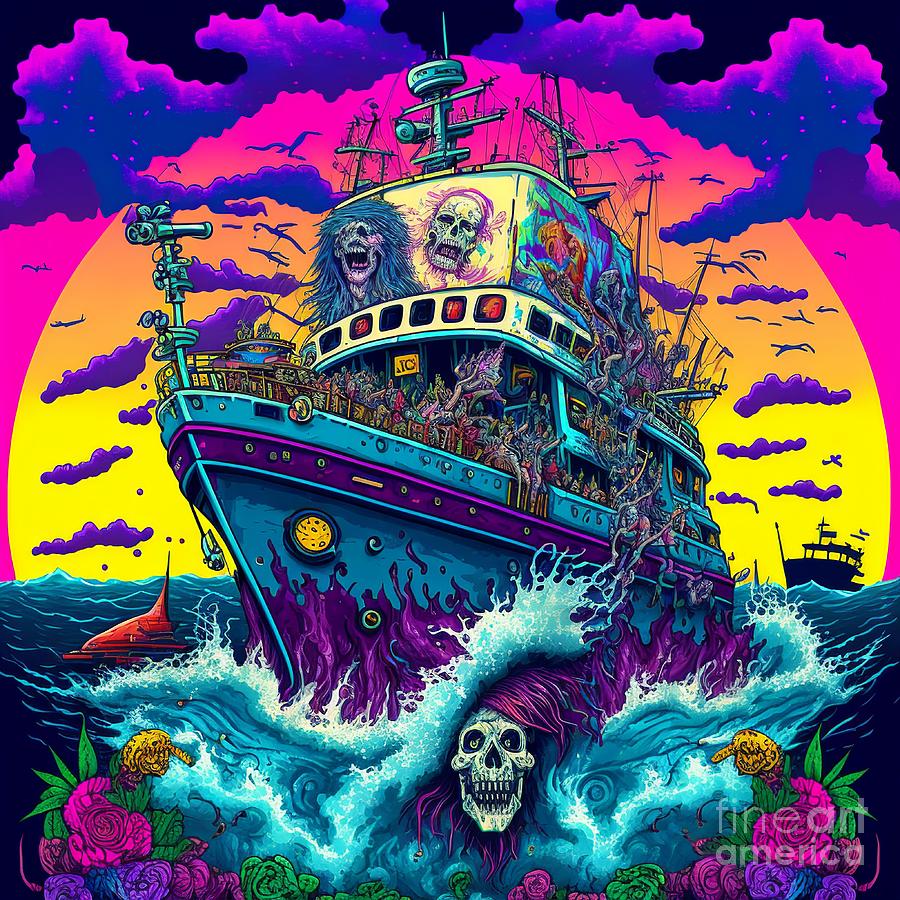 Apocalypse with survivors vacation at sea-zombies Digital Art by ...