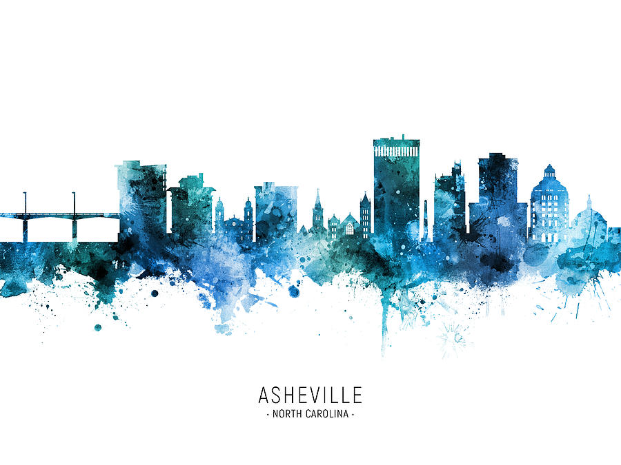 Skyline Digital Art - Asheville North Carolina Skyline #32 by Michael Tompsett