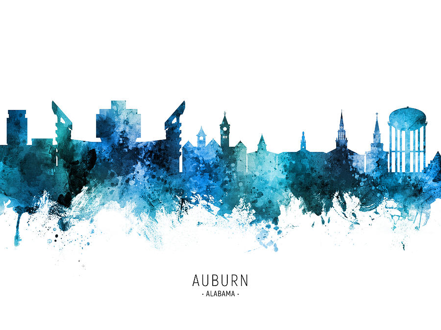 Skyline Digital Art - Auburn Alabama Skyline #32 by Michael Tompsett