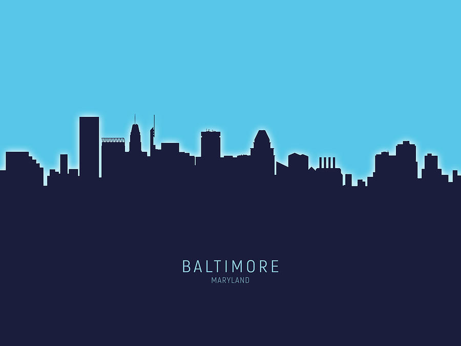 Baltimore Digital Art - Baltimore Maryland Skyline #32 by Michael Tompsett