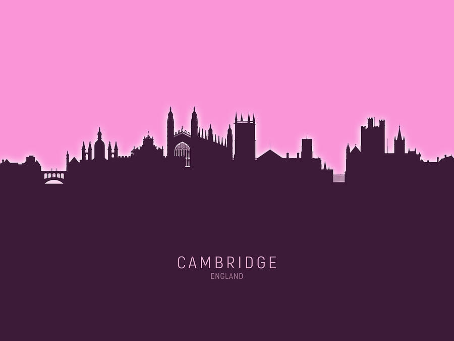 Cambridge Digital Art - Cambridge England Skyline #32 by Michael Tompsett