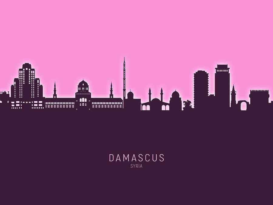 Skyline Digital Art - Damascus Syria Skyline #32 by Michael Tompsett