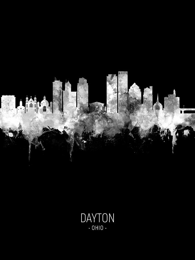 Skyline Digital Art - Dayton Ohio Skyline #32 by Michael Tompsett