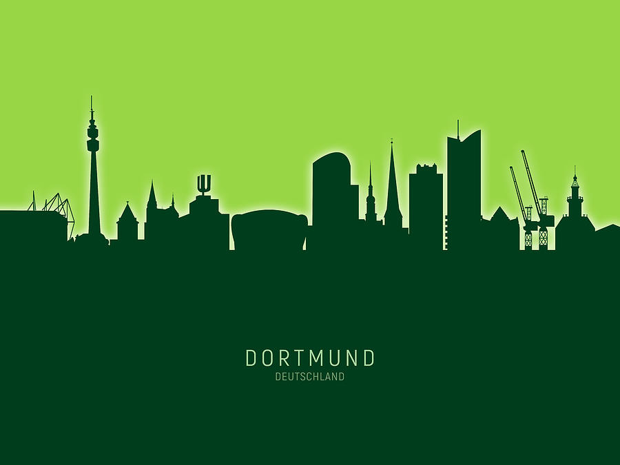Skyline Digital Art - Dortmund Germany Skyline #32 by Michael Tompsett