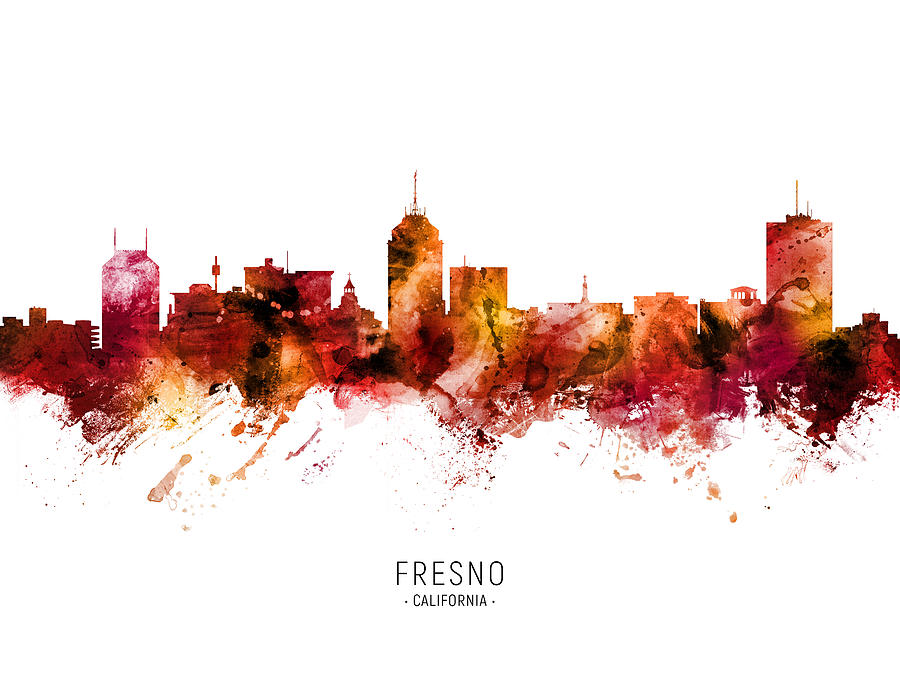 Fresno California Skyline Digital Art by Michael Tompsett - Fine Art ...