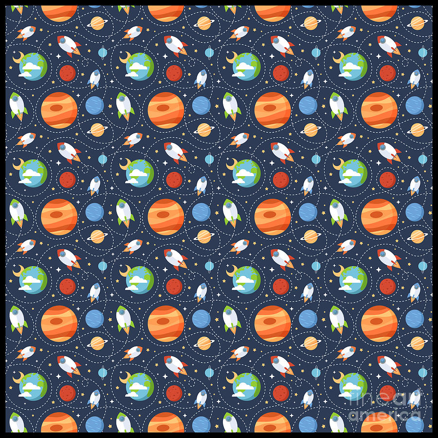 Planet Digital Art - Galaxy Space Pattern Astronaut Planets Rockets #32 by Mister Tee
