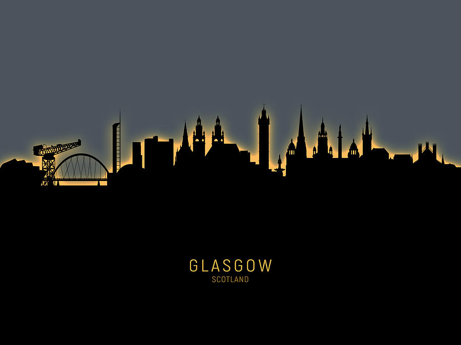 Skyline Digital Art - Glasgow Scotland Skyline #32 by Michael Tompsett