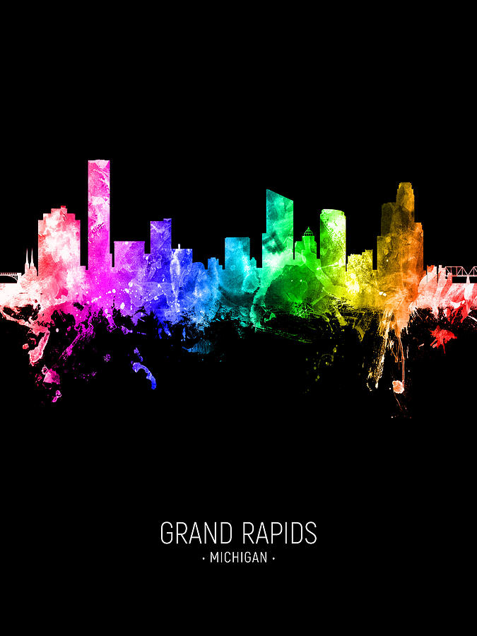 Grand Rapids Michigan Skyline #32 Digital Art by Michael Tompsett