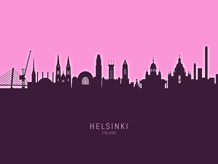 Skyline Digital Art - Helsinki Finland Skyline #32 by Michael Tompsett