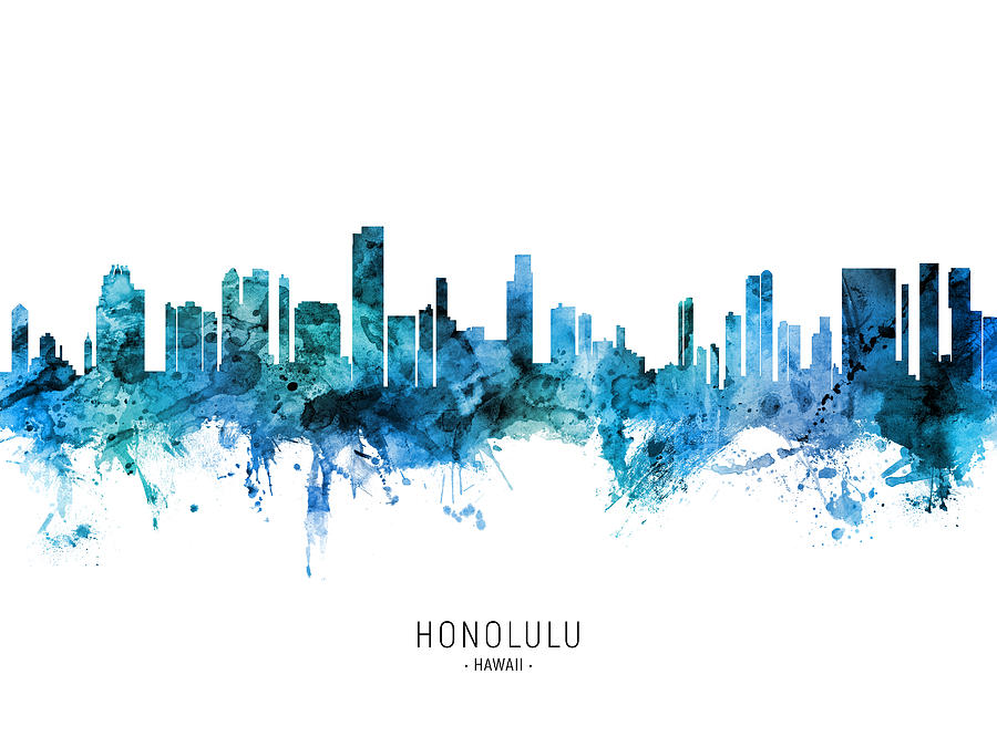 Honolulu Digital Art - Honolulu Hawaii Skyline #32 by Michael Tompsett