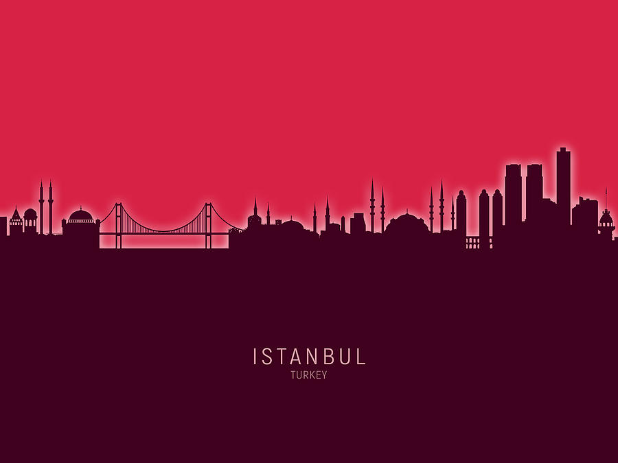 Istanbul Turkey Skyline #32 Digital Art by Michael Tompsett
