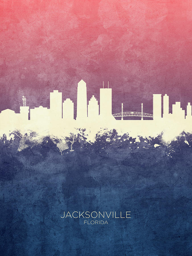 Jacksonville Digital Art - Jacksonville Florida Skyline #32 by Michael Tompsett