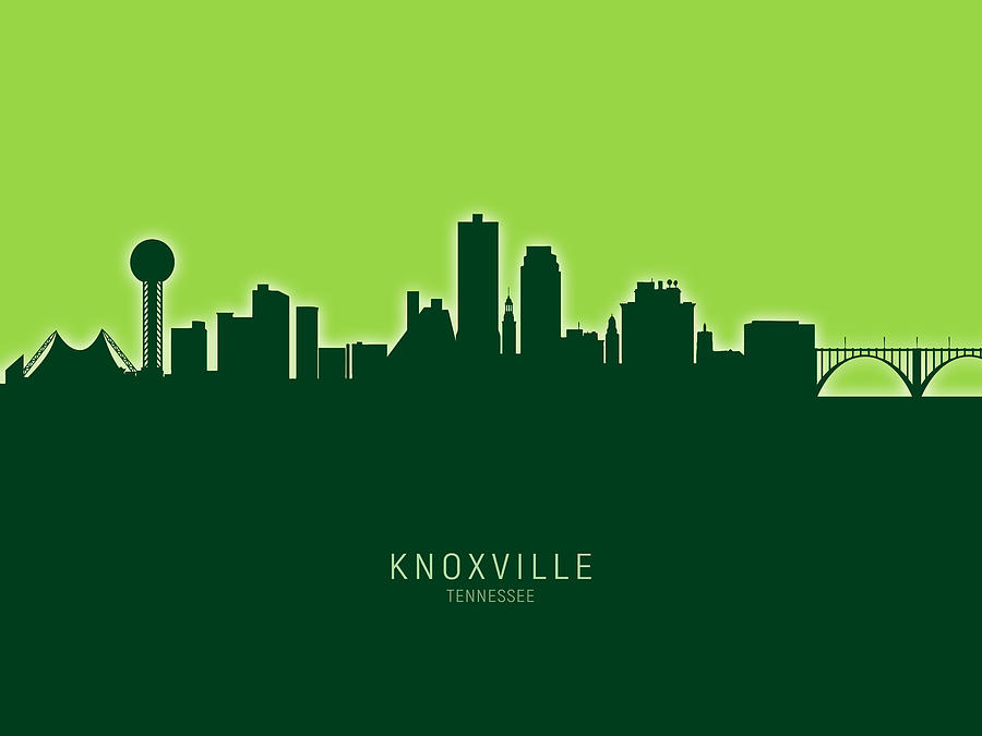 Knoxville Digital Art - Knoxville Tennessee Skyline #32 by Michael Tompsett