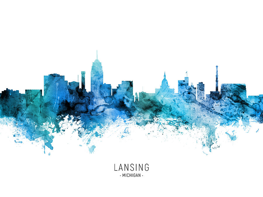 Lansing Michigan Skyline #32 Digital Art by Michael Tompsett