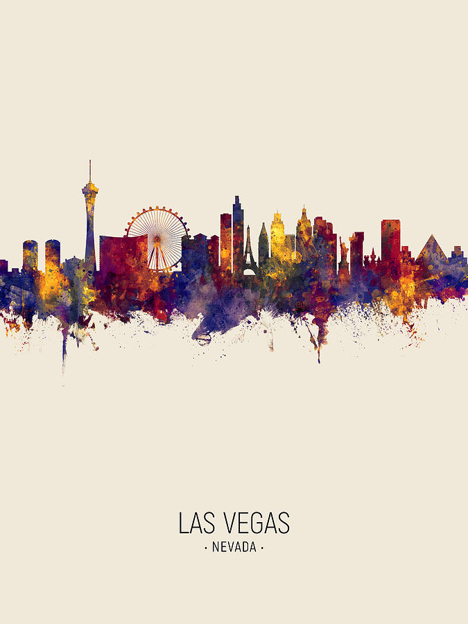 Las Vegas Digital Art - Las Vegas Nevada Skyline #32 by Michael Tompsett