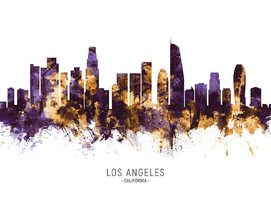 Los Angeles California Skyline #32 Digital Art by Michael Tompsett